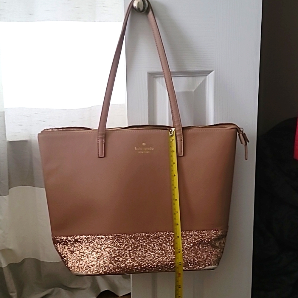 Kate Spade Greta Court Tan Leather with Rosegold Glitter Accent